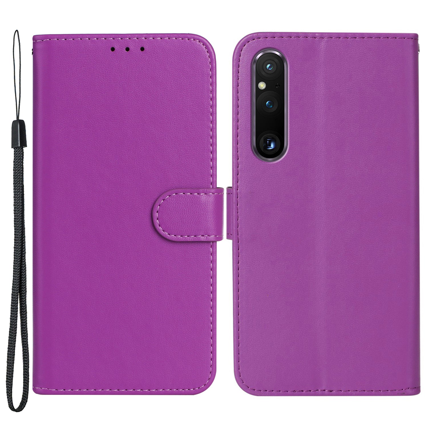 B40 For Sony Xperia 1 V Wallet Cell Phone Case Anti-Scratch PU Leather+TPU Phone Stand Shell