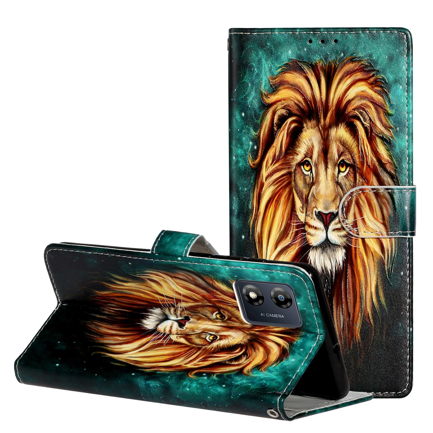 For Motorola Moto E13 4G Pattern Printing Phone Cover PU Leather Stand Wallet Case