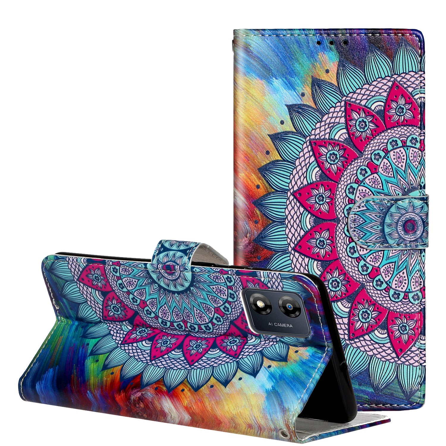 For Motorola Moto E13 4G Pattern Printing Phone Cover PU Leather Stand Wallet Case