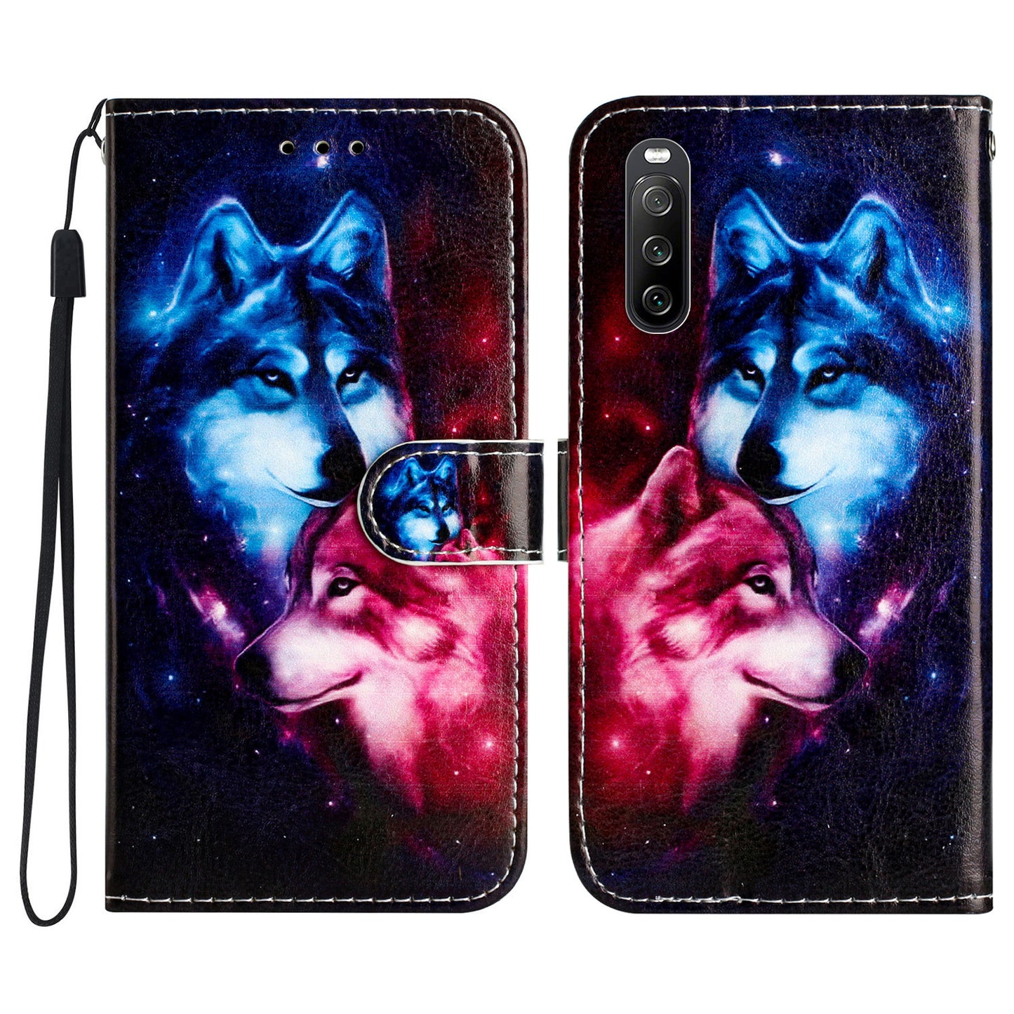 For Sony Xperia 10 V PU Leather Case Pattern Printing Stand Protective Wallet Phone Cover with Strap