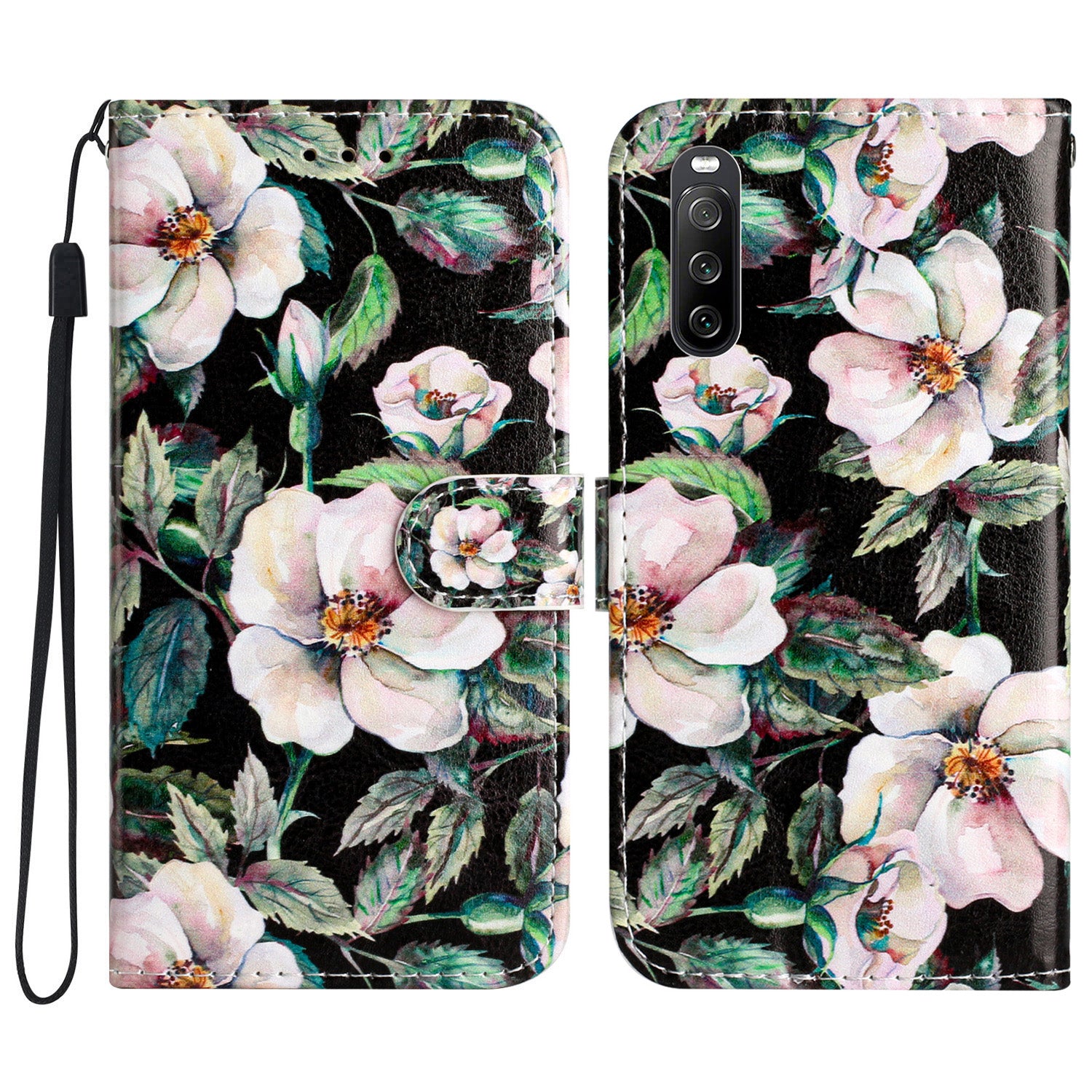 For Sony Xperia 10 V PU Leather Case Pattern Printing Stand Protective Wallet Phone Cover with Strap