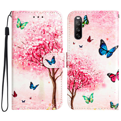 For Sony Xperia 10 V PU Leather Case Pattern Printing Stand Protective Wallet Phone Cover with Strap