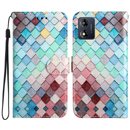 For Motorola Moto E13 4G Pattern Printing PU Leather Phone Wallet Case Stand Cover