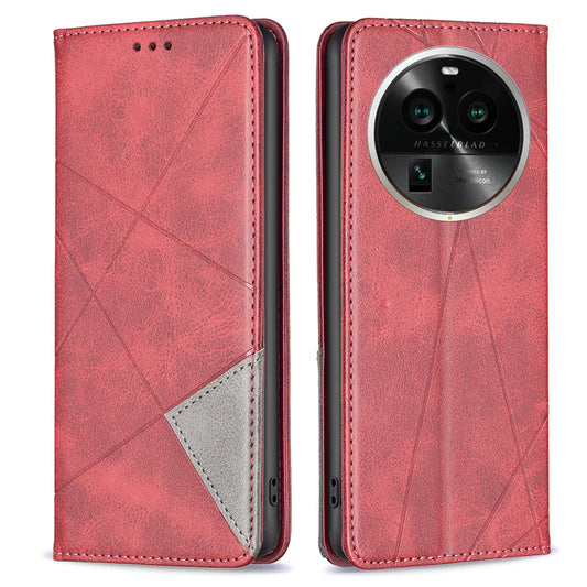 Wallet Phone Cover for Oppo Find X6 Pro , Card Holder Imprinting Pattern Splicing PU Leather Phone Stand Case