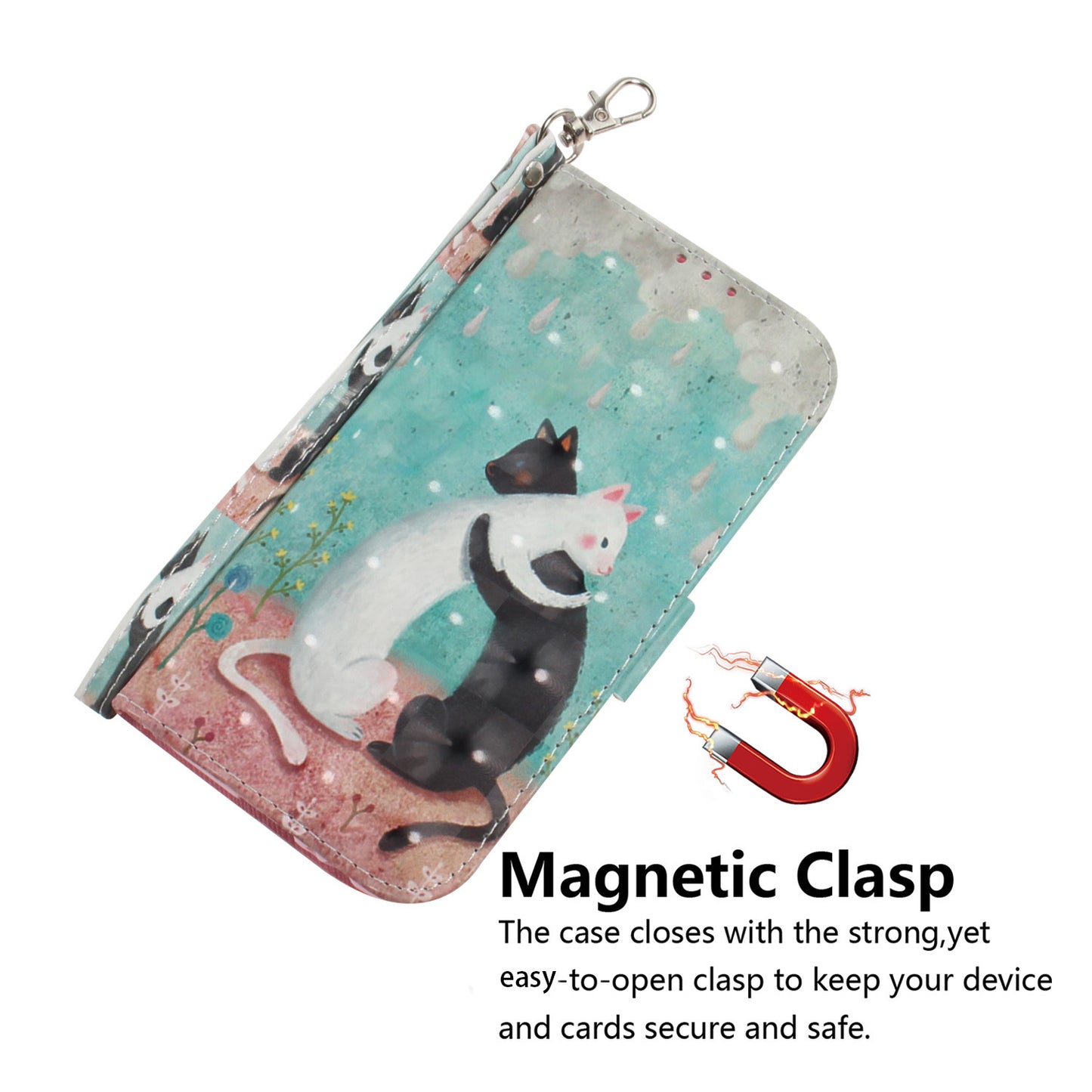 Stand Phone Shell for Google Pixel 8 Pro Pattern Printing Anti-scratch Case PU Leather Wallet Cover with Strap