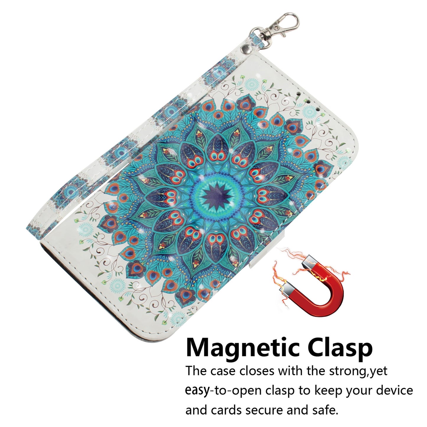 Stand Phone Shell for Google Pixel 8 Pro Pattern Printing Anti-scratch Case PU Leather Wallet Cover with Strap