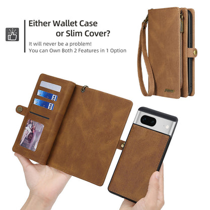 MEGSHI 017 Series For Google Pixel 7 5G Zipper Wallet Leather Case Magnetic Suction Detachable Cover