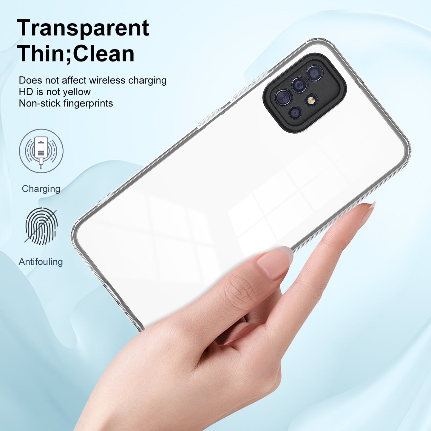 For Samsung Galaxy A71 4G SM-A715 TPU PC Phone Case 3-in-1 Clear Phone Cover with Camera Frame