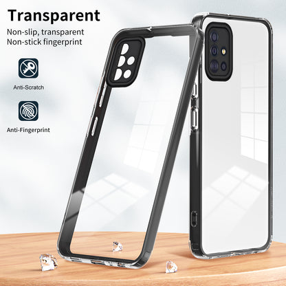 For Samsung Galaxy A71 4G SM-A715 TPU PC Phone Case 3-in-1 Clear Phone Cover with Camera Frame