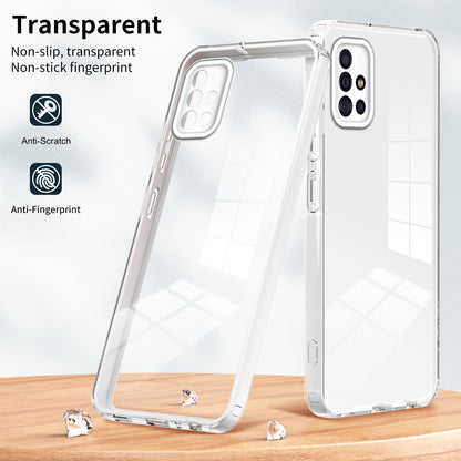 For Samsung Galaxy A71 4G SM-A715 TPU PC Phone Case 3-in-1 Clear Phone Cover with Camera Frame