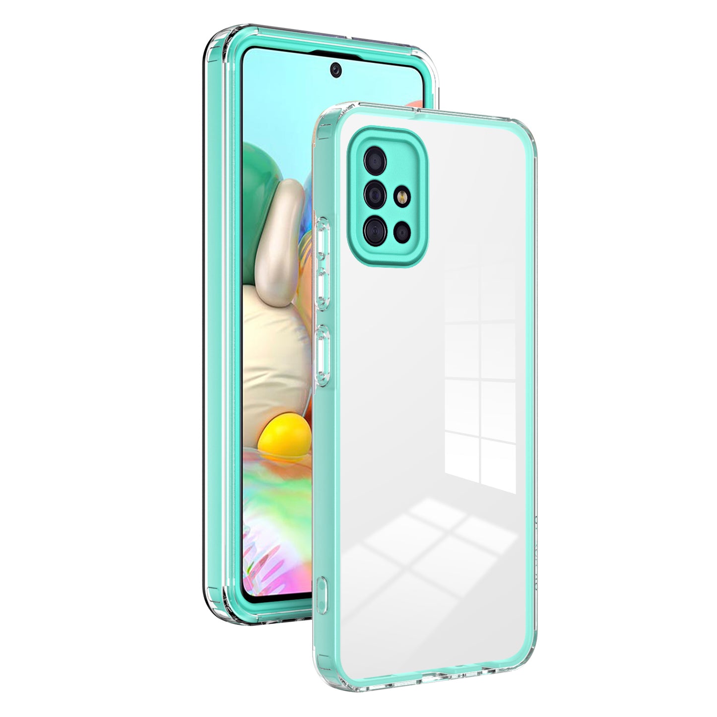 For Samsung Galaxy A71 4G SM-A715 TPU PC Phone Case 3-in-1 Clear Phone Cover with Camera Frame