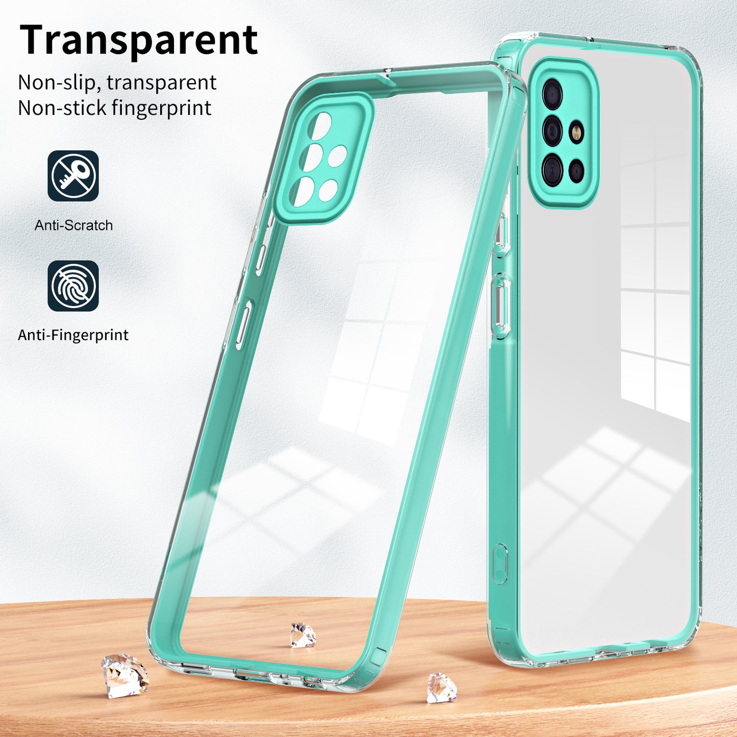 For Samsung Galaxy A71 4G SM-A715 TPU PC Phone Case 3-in-1 Clear Phone Cover with Camera Frame