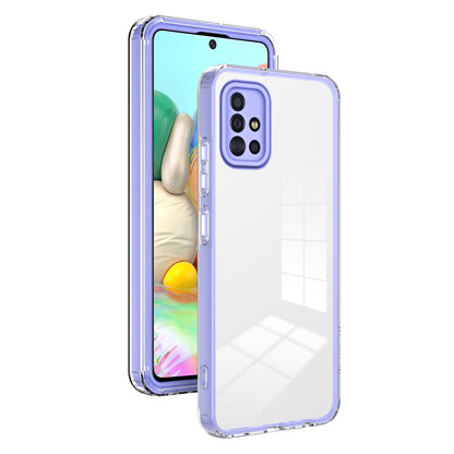 For Samsung Galaxy A71 4G SM-A715 TPU PC Phone Case 3-in-1 Clear Phone Cover with Camera Frame