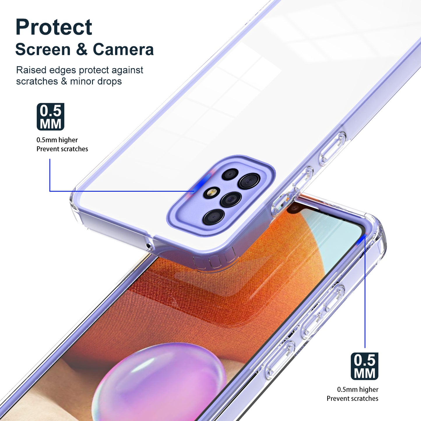 For Samsung Galaxy A71 4G SM-A715 TPU PC Phone Case 3-in-1 Clear Phone Cover with Camera Frame