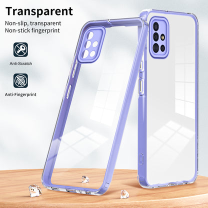 For Samsung Galaxy A71 4G SM-A715 TPU PC Phone Case 3-in-1 Clear Phone Cover with Camera Frame