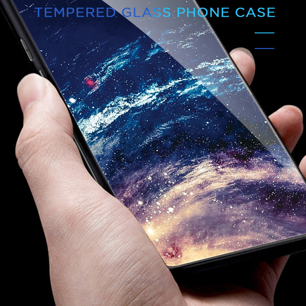 For Infinix Hot 20S 4G Tempered Glass Back Cover PC+TPU Pattern Printing Phone Case