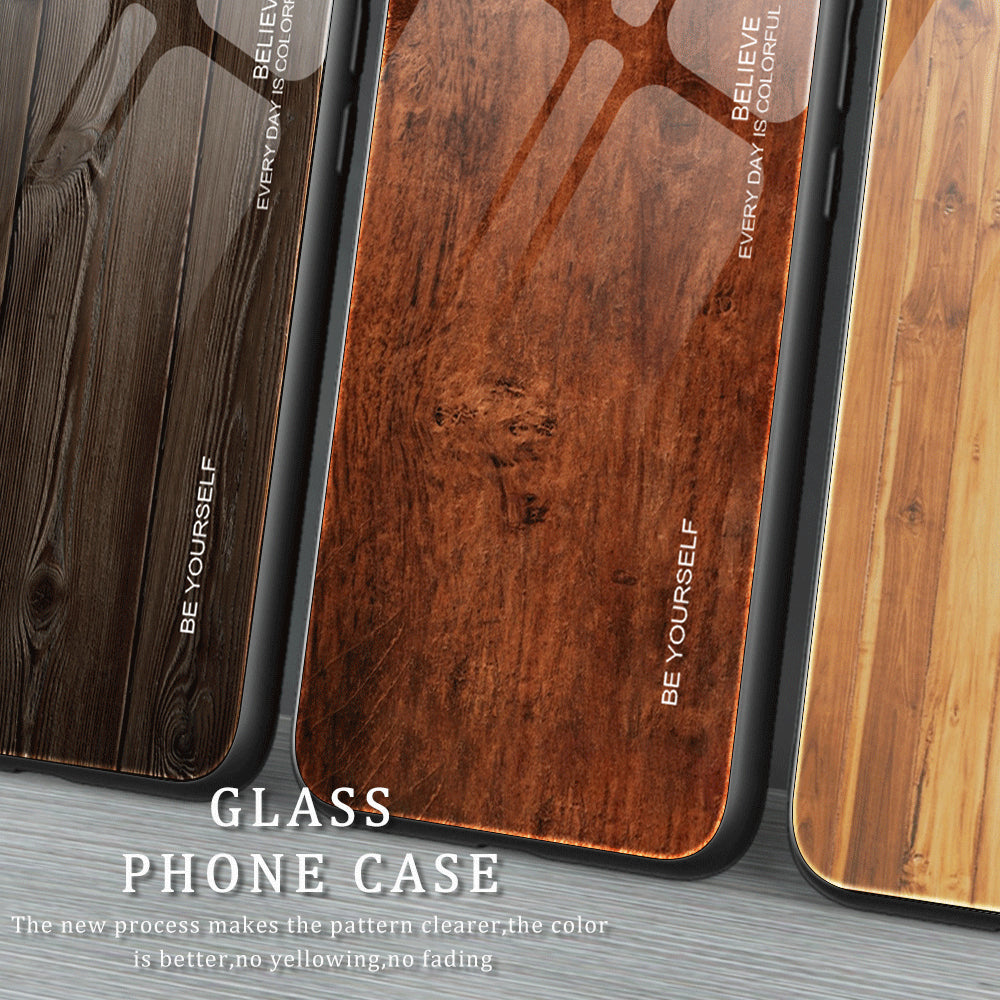 Back Case for Realme V30 5G Drop Resistant TPU + Tempered Glass Wooden Pattern Phone Cover