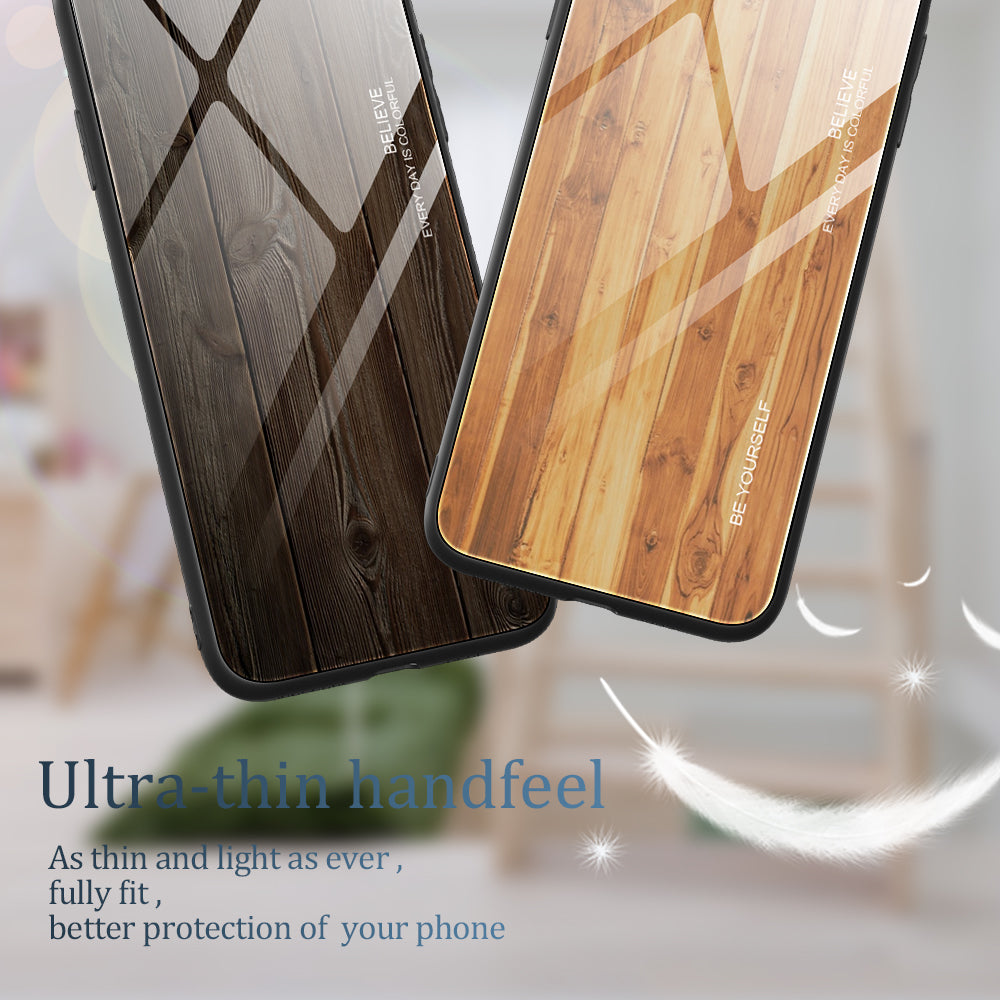 Back Case for Realme V30 5G Drop Resistant TPU + Tempered Glass Wooden Pattern Phone Cover