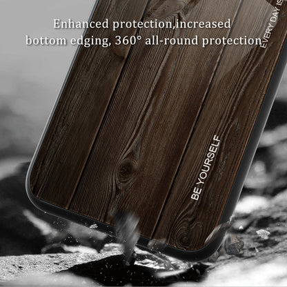 Back Case for Realme V30 5G Drop Resistant TPU + Tempered Glass Wooden Pattern Phone Cover