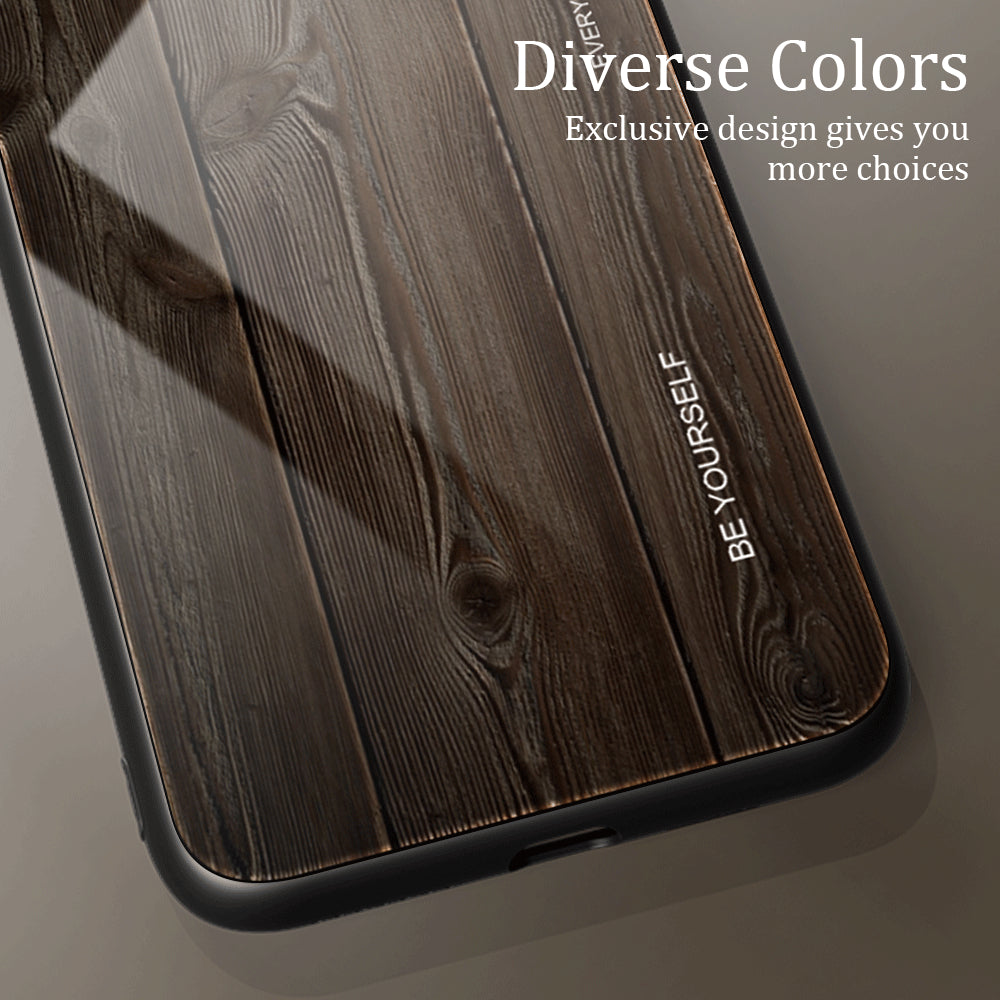 Back Case for Realme V30 5G Drop Resistant TPU + Tempered Glass Wooden Pattern Phone Cover