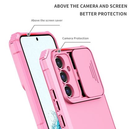 For Samsung Galaxy A54 5G Kickstand Case Anti-scratch PC + TPU Phone Protector with Slide Camera Cover