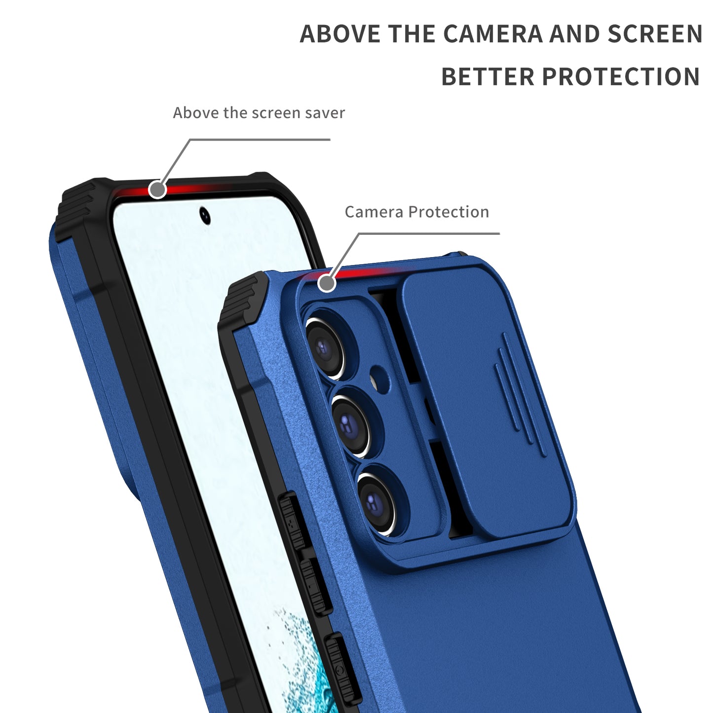 For Samsung Galaxy A54 5G Kickstand Case Anti-scratch PC + TPU Phone Protector with Slide Camera Cover