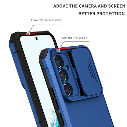 For Samsung Galaxy A54 5G Kickstand Case Anti-scratch PC + TPU Phone Protector with Slide Camera Cover