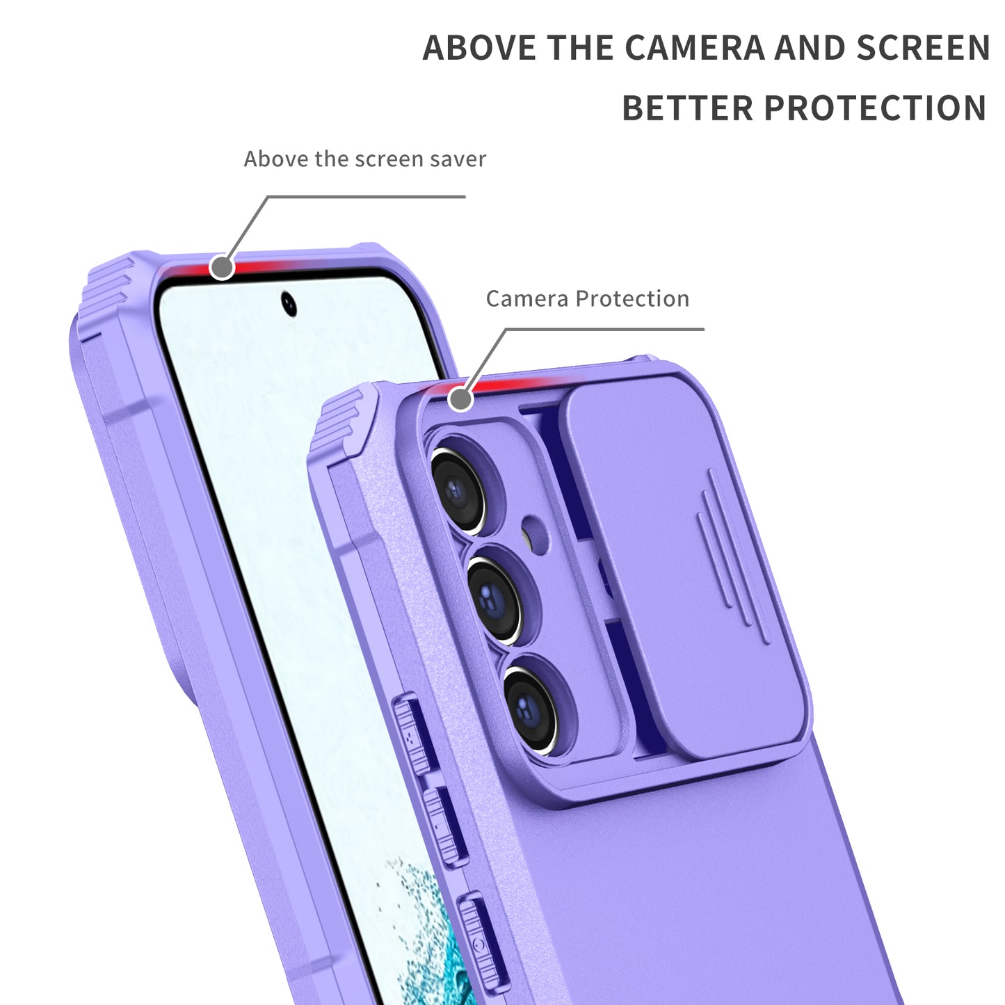 For Samsung Galaxy A54 5G Kickstand Case Anti-scratch PC + TPU Phone Protector with Slide Camera Cover