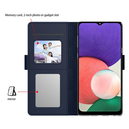 For Samsung Galaxy M54 5G / F54 5G Anti-scratch PU Leather Stand Case Mirror Design Card Holder Phone Cover