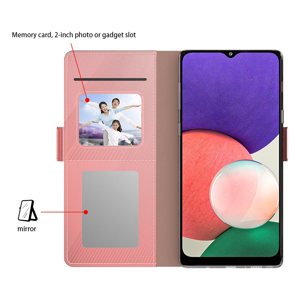 For Samsung Galaxy M54 5G / F54 5G Anti-scratch PU Leather Stand Case Mirror Design Card Holder Phone Cover