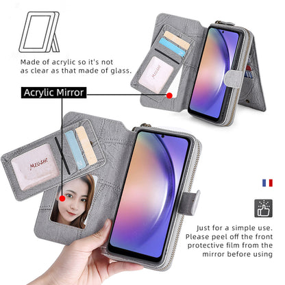 MEGSHI 004 Series For Samsung Galaxy A14 4G / 5G Zipper Wallet Case Detachable PU Leather Stand Phone Cover