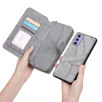 MEGSHI 004 Series For Samsung Galaxy A14 4G / 5G Zipper Wallet Case Detachable PU Leather Stand Phone Cover