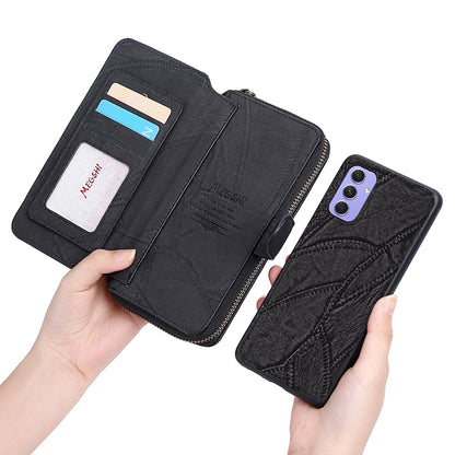 MEGSHI 004 Series For Samsung Galaxy A14 4G / 5G Zipper Wallet Case Detachable PU Leather Stand Phone Cover