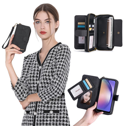 MEGSHI 004 Series For Samsung Galaxy A14 4G / 5G Zipper Wallet Case Detachable PU Leather Stand Phone Cover