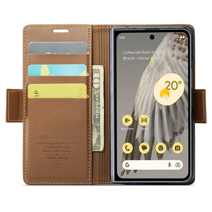 CASEME 023 Series For Google Pixel Fold RFID Blocking PU Leather Case Cell Phone Stand Wallet Cover