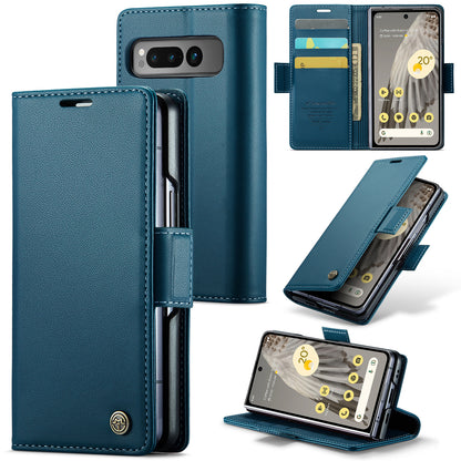 CASEME 023 Series For Google Pixel Fold RFID Blocking PU Leather Case Cell Phone Stand Wallet Cover