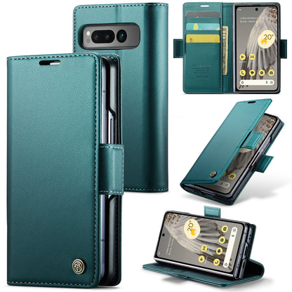 CASEME 023 Series For Google Pixel Fold RFID Blocking PU Leather Case Cell Phone Stand Wallet Cover