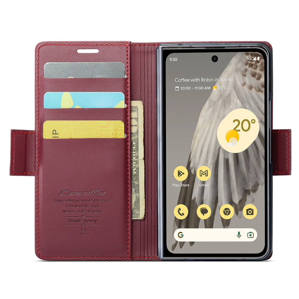 CASEME 023 Series For Google Pixel Fold RFID Blocking PU Leather Case Cell Phone Stand Wallet Cover