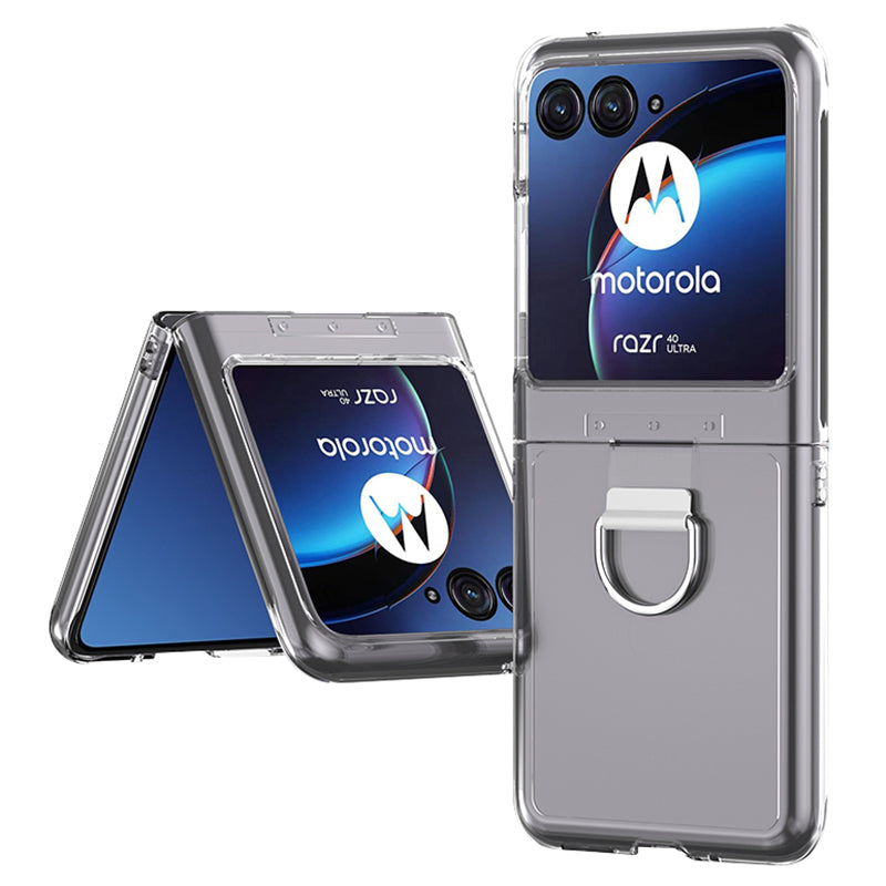 For Motorola Razr 40 Ultra 5G Skin-touch Phone Case Anti-Scratch Hard PC Cover with Metal Ring Holder