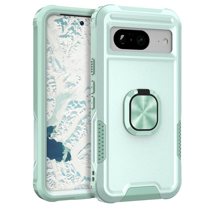 For Google Pixel 8 Ring Kickstand Phone Case Hard PC Soft TPU Defender Protective Cover