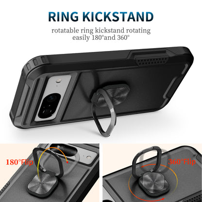 For Google Pixel 8 Ring Kickstand Phone Case Hard PC Soft TPU Defender Protective Cover