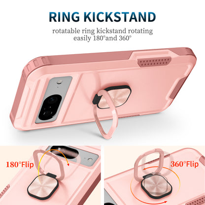 For Google Pixel 8 Ring Kickstand Phone Case Hard PC Soft TPU Defender Protective Cover