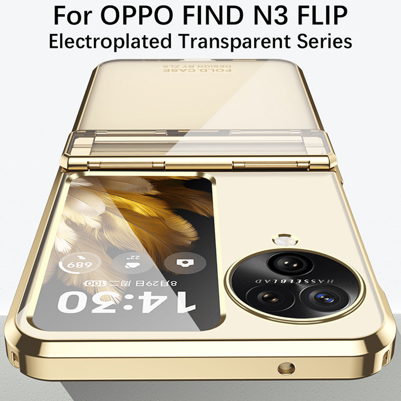 For Oppo Find N3 Flip 5G Case Hard PC Electroplating Clear Phone Cover