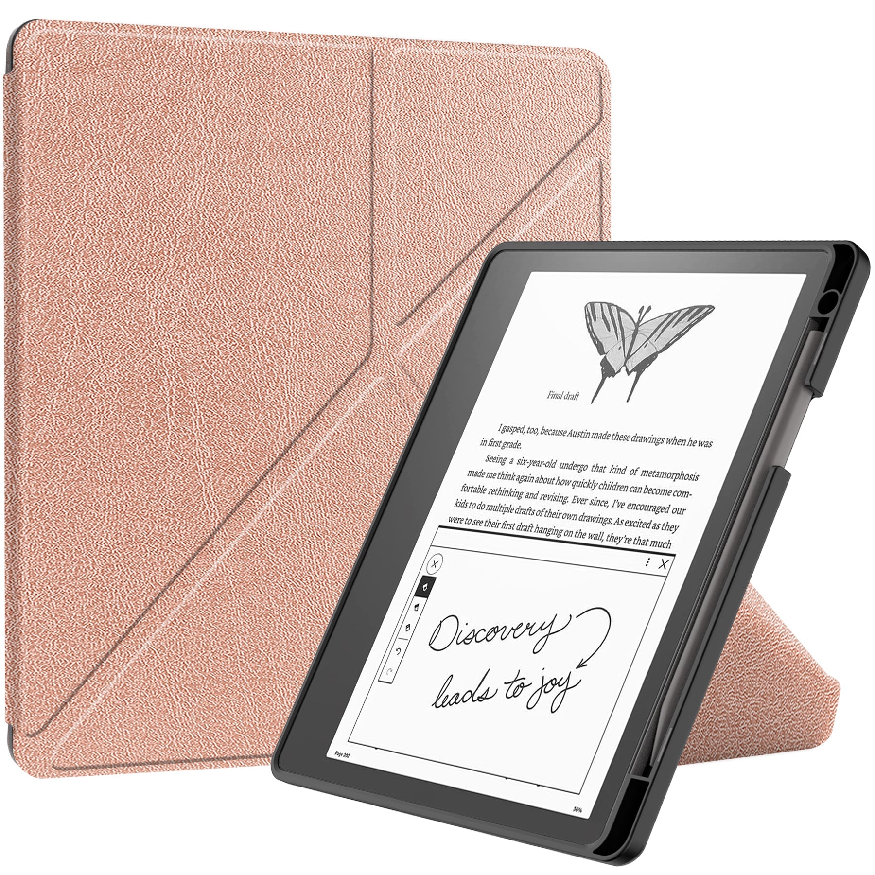 For Amazon Kindle Scribe Origami Stand PU Leather+TPU E-book Reader Case Shockproof E-Reader Cover with Auto Wake / Sleep