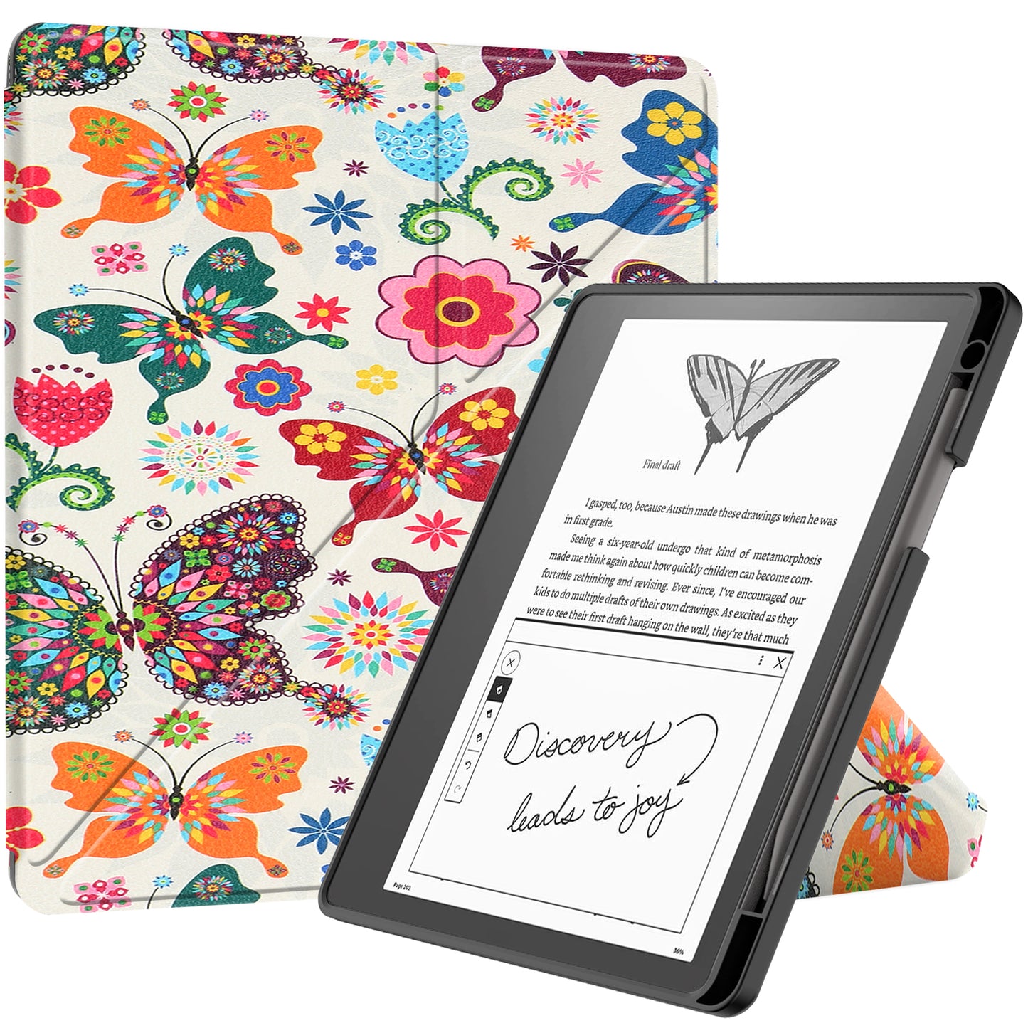 For Amazon Kindle Scribe Pattern Printing Design Leather E-Reader Case Origami Stand Cover E-book Reader Shell with Auto Wake / Sleep