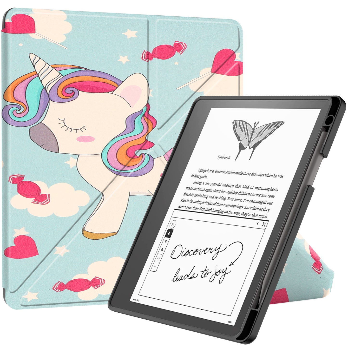 For Amazon Kindle Scribe Pattern Printing Design Leather E-Reader Case Origami Stand Cover E-book Reader Shell with Auto Wake / Sleep