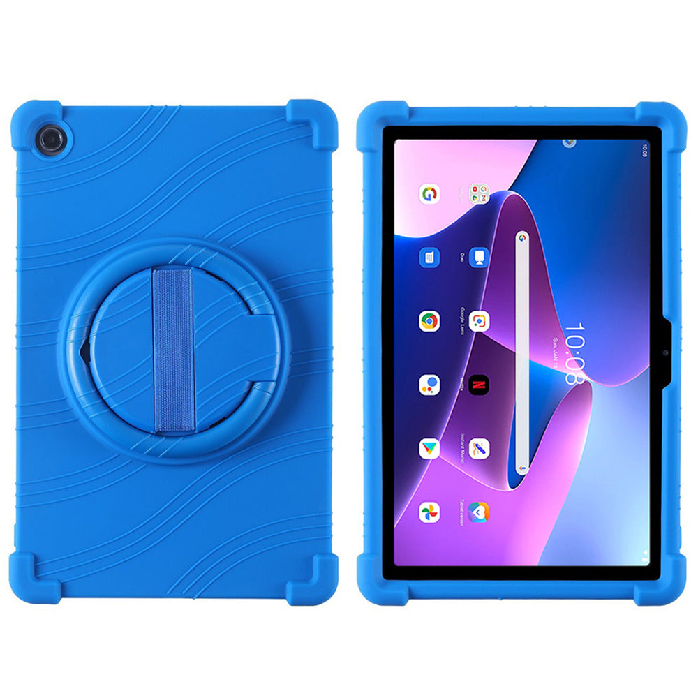 For Lenovo Tab M10 Plus (3rd Gen) / Xiaoxin Pad 2022 10.6 inch 125FU / 128FU Silicone Protective Cover Rotary Hand Grip Kickstand Shockproof Tablet Case