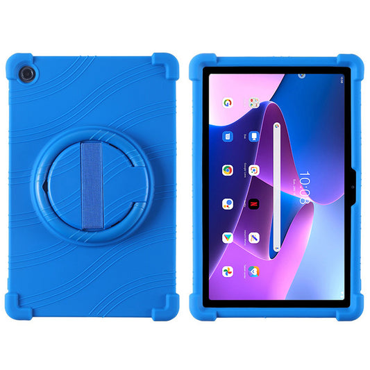 For Lenovo Tab M10 Plus (3rd Gen) / Xiaoxin Pad 2022 10.6 inch 125FU / 128FU Silicone Protective Cover Rotary Hand Grip Kickstand Shockproof Tablet Case