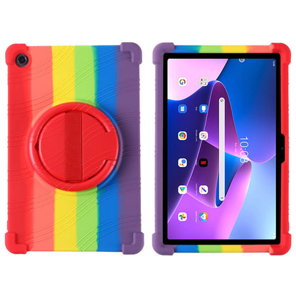 For Lenovo Tab M10 Plus (3rd Gen) / Xiaoxin Pad 2022 10.6 inch 125FU / 128FU Silicone Protective Cover Rotary Hand Grip Kickstand Shockproof Tablet Case