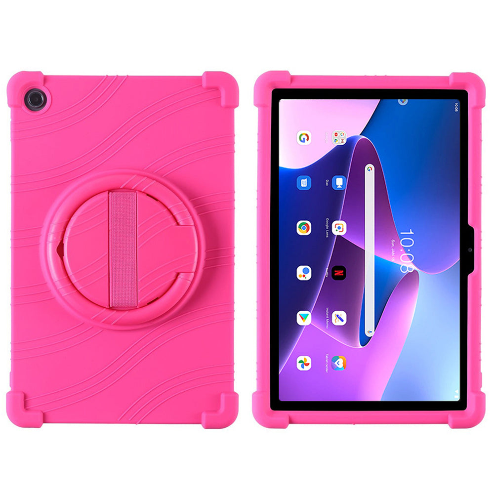 For Lenovo Tab M10 Plus (3rd Gen) / Xiaoxin Pad 2022 10.6 inch 125FU / 128FU Silicone Protective Cover Rotary Hand Grip Kickstand Shockproof Tablet Case